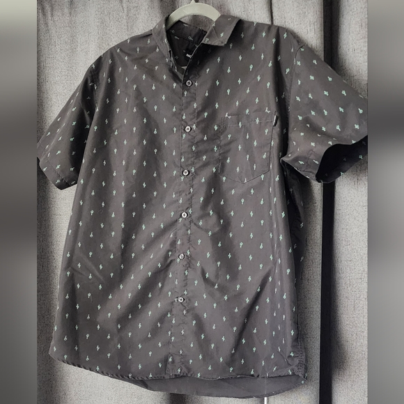 Molokai Surf Co Other - Molokai Surf Co. Cactus Print Button Up Shirt XL Black Green Short Sleeve Casual